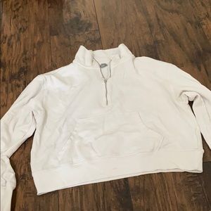White cropped 3/4 zip